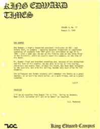 King Edward Times Volume 10, Number 17, August 2, 1984