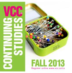 2013 Fall VCC Continuing Studies Calendar