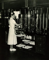 Server operating a coffee machine, ca. 1949