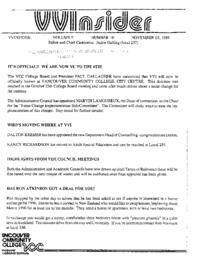 VVInsider Volume 7, Number 19, November 3, 1989