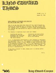 King Edward Times Volume 10, Number 21, August 30, 1984