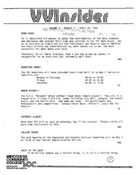 VVInsider Volume 4, Number 11, April 25, 1986
