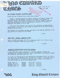 King Edward Times Volume 13, Number 02, April 9, 1987