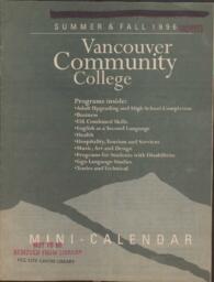 Summer & Fall 1996 Vancouver Community College Mini - Calendar