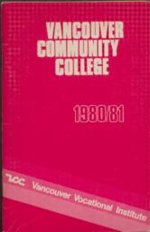 1980-1981 Vancouver Community College Vancouver Vocational Institute Calendar