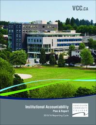 VCC Institutional Accountability Plan & Report 2015/16 Reporting Cycle
