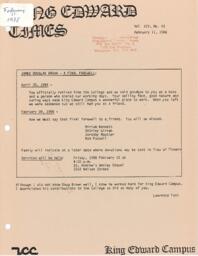 King Edward Times Volume 14, Number 43, February 11, 1988