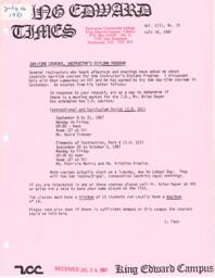 King Edward Times Volume 13, Number 15, July 16, 1987