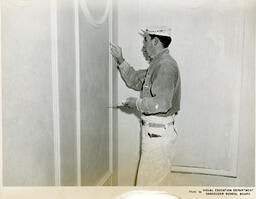 Student plastering wall, ca. 1955