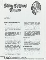 King Edward Times Volume 139, Number 141, March 14, 1991