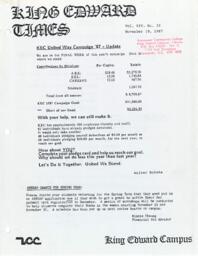 King Edward Times Volume 14, Number 33, November 19, 1987