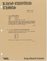King Edward Times Volume 5, Number 1, April 6, 1979