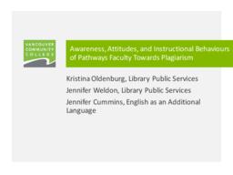 Awareness, attitudes and instructional behaviours of Pathways faculty towards plagiarism