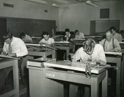Group of students at drafting tables, ca. 1949