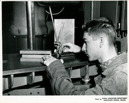 Student with a toggle device, ca. 1963