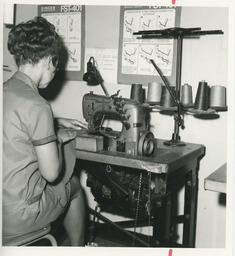 Student at a sewing machine