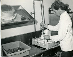 Student washing dishes