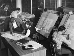 Students at drafting tables, ca. 1966