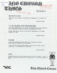 King Edward Times Volume 16, Number 23, September 15, 1988