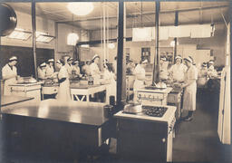 Students in the Provincial Training program in a kitchen classroom, ca. 1934