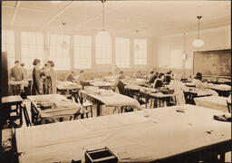 Students in the Provincial Training program in a sewing classroom, ca. 1934
