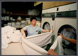 Student doing laundry