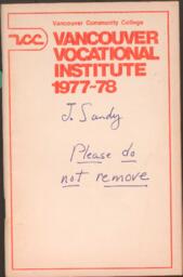 1977-1978 Vancouver Community College Vancouver Vocational Institute Calendar