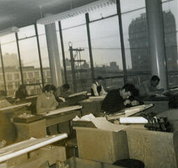 Students at drafting tables