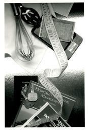 Whisk, receipt, keys, passport montage