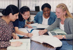 4 students at a table