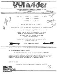 VVInsider Volume 5, Number 3, February 20, 1987