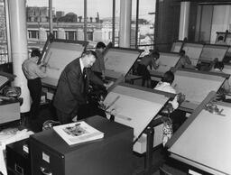 Instructor and students in a drafting class, ca. 1970