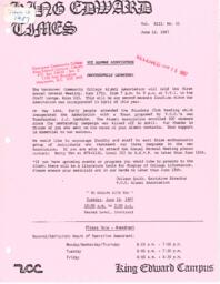King Edward Times Volume 13, Number 11, June 12, 1987