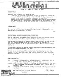 VVInsider Volume 3, Number 10, March 14, 1985