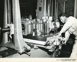 Diesel student with machinery, ca. 1960