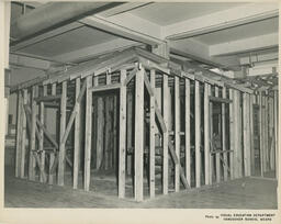 Framing inside a building, ca. 1960