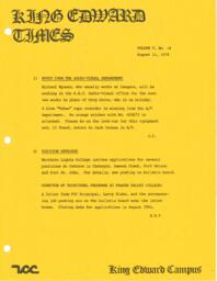 King Edward Times Volume 5, Number 18, August 11, 1978