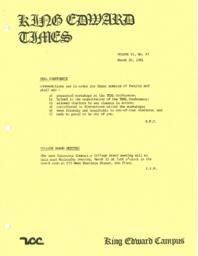 King Edward Times Volume 6, Number 47, March 20, 1981