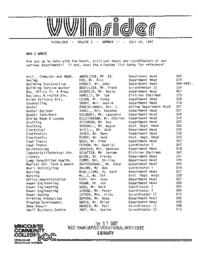 VVInsider Volume 5, Number 17, July 24, 1987
