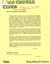King Edward Times Volume 13, Number 12, June 18, 1987