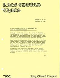 King Edward Times Volume 9, Number 39, February 2, 1984