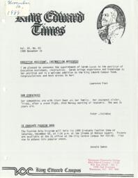King Edward Times Volume 20, Number 83, November 16, 1989