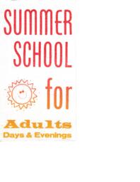 Summer School for Adults: Days & Evenings