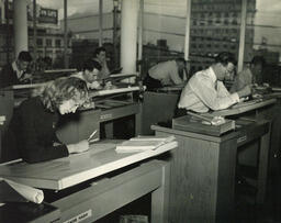 Students at drafting tables, ca. 1949