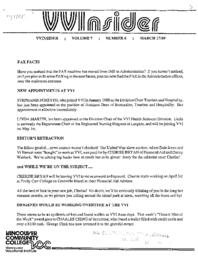 VVInsider Volume 7, Number 6, March 17, 1989