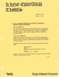 King Edward Times Volume 5, Number 9, June 1, 1979