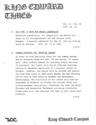 King Edward Times Volume 2, Number 36, May 14, 1976