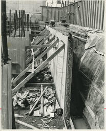 Wall undergoing construction, ca. 1972