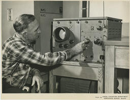 Navigation student using machinery, ca. 1960