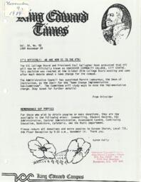 King Edward Times Volume 20, Number 82, November 9, 1989